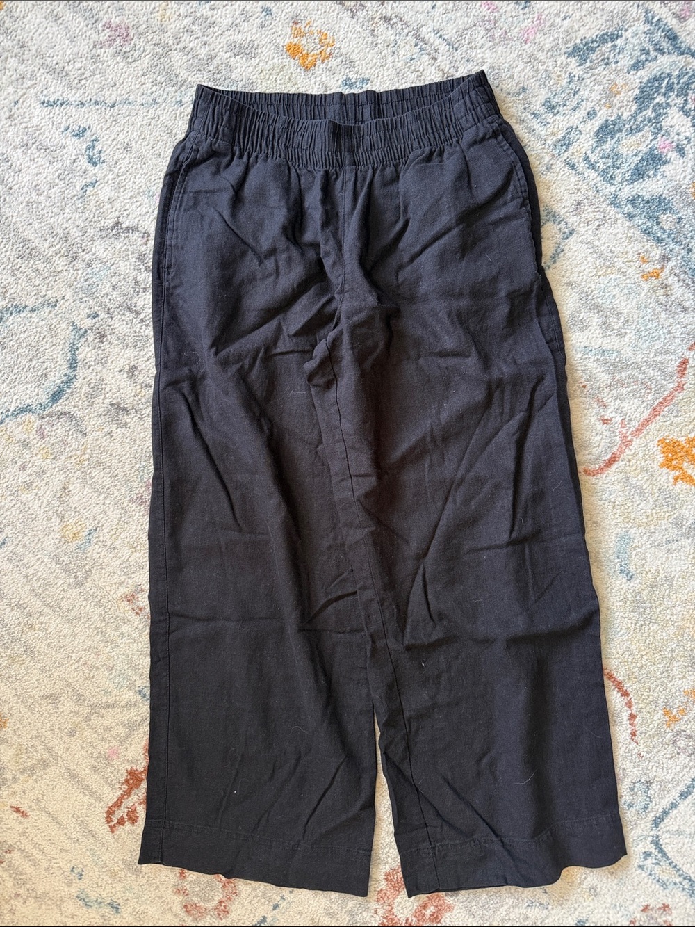 Old Navy Black Wide-Leg Linen Women's Pants